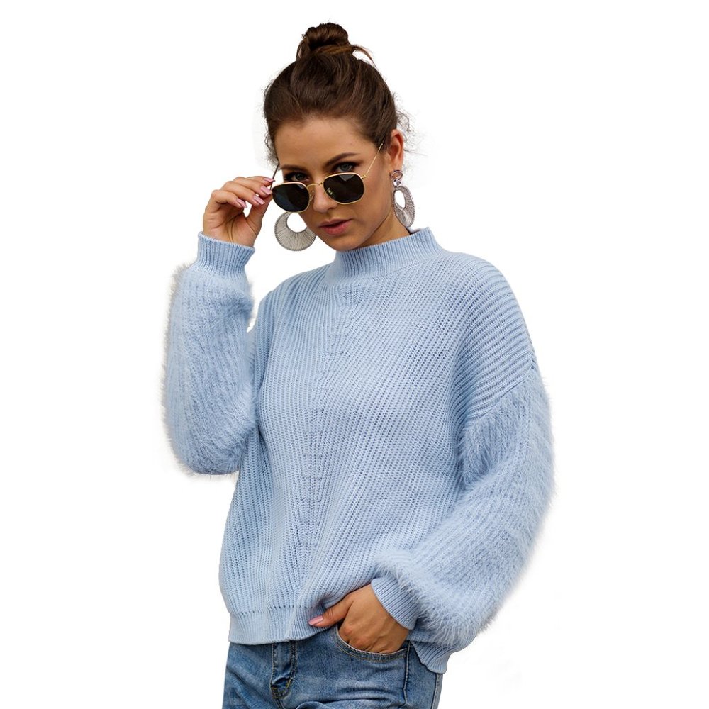 Women's Sweaters-Light blue - Picture 2 of 2